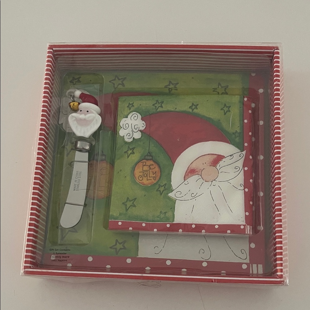 Festive Santa Napkin and Spreader Set